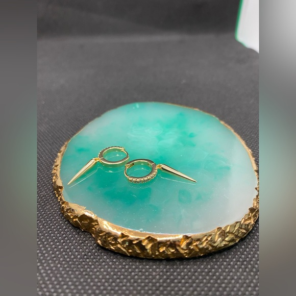 Spike Gold Gothic Earrings - Picture 7 of 12